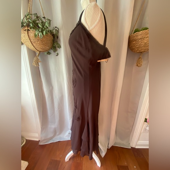 ❌SOLD❌ PER UNA BROWN BEADED MIDI DRESS SIZE 16 - Picture 4 of 9
